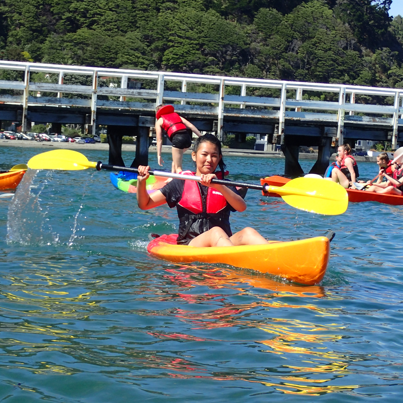 image of student in kayak