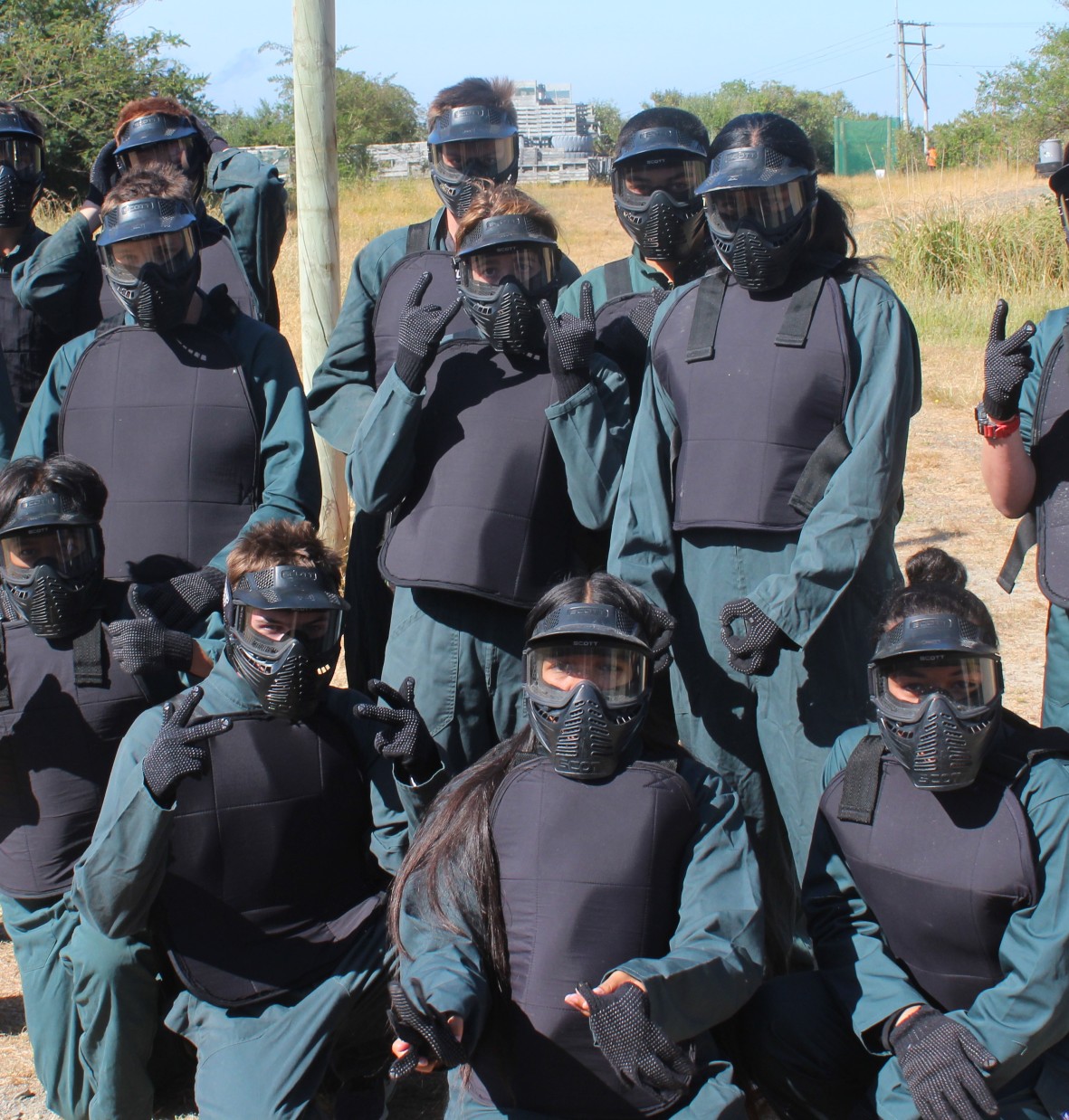 image of students paintballing